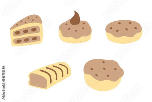 Simple Cake Illustration Design Set
