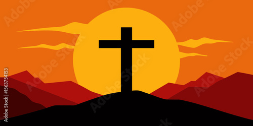 Dramatic Digital Painting Art Depicting Christ on the Cross of Calvary