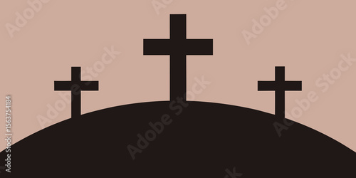 A Clean and Impactful Vector Art Image of the Three Crosses with a Light Ray