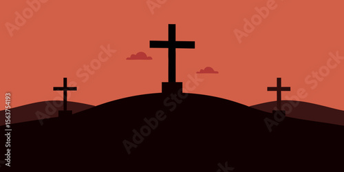 An Artistic Representation of Good Friday Featuring a Cross and Three Nails