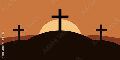 An Artistic Representation of Good Friday Featuring a Cross and a Darkened Sun
