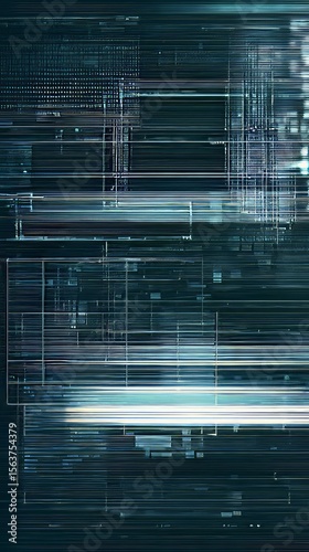 Abstract Digital Geometry: Neon Blue Cyber Virtual Grid Network Art