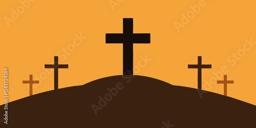 A Clean and Impactful Vector Art Image of the Three Crosses in a Simple Circle