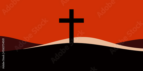 An Abstract Illustration of the Cross as a Central Point in a Starburst Design