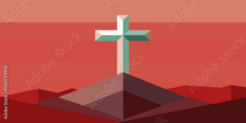 A Minimalist yet Profound Graphic of the Cross Using Simple Lines and Shapes