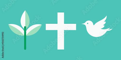 An Evocative Illustration of Purity and Peace Featuring a Cross and a White Dove