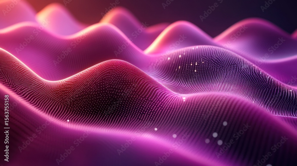 Fototapeta premium Abstract wavy, glowing, digital landscape