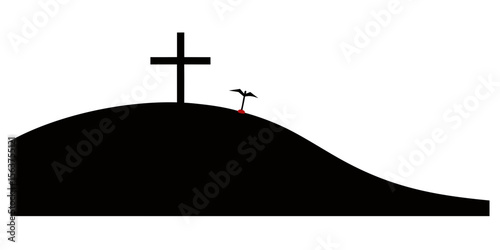 A Minimalist Illustration for a Church or Religious Group with Three Crosses