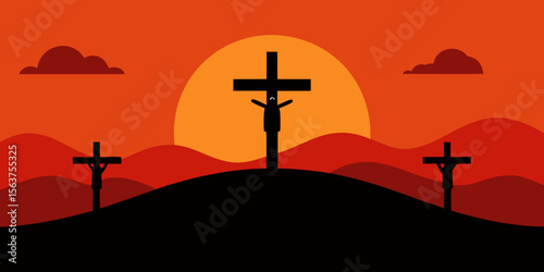 A Powerful and Evocative Artwork Showcasing the Crucifixion at Golgotha