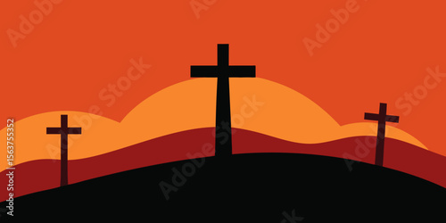 An Emotionally Resonant Artistic Interpretation of the Three Crosses at Dawn