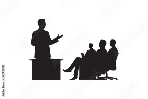 Office Presentation with Speaker and Audience Silhouette Design