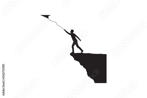 Man Throwing Paper Plane Silhouette Design