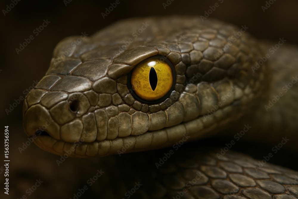 Obraz premium A close up of a snake's head with yellow eyes
