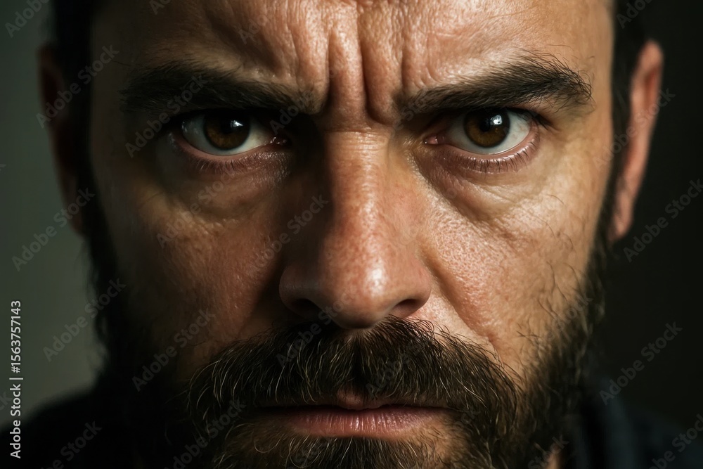 Obraz premium A close up of a man with a beard looking at the camera