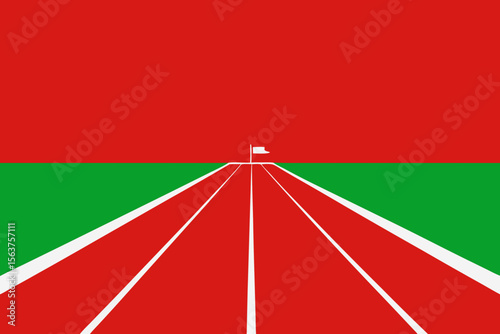 A Low Angle Shot from the Edge of a Red Running Track Looking Up at the Sky