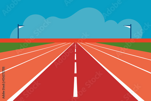 A Pristine and Empty Running Track and Field Ready for an Athletic Event