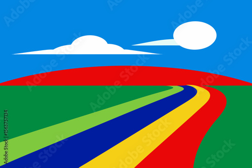 A Colorful Sports Landscape with the Bold Red of the Track and a Blue Sky