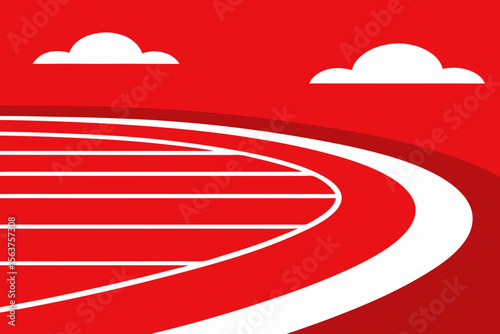An Outdoor Sports Background Featuring a Bold Red Racetrack on a Sunny Day