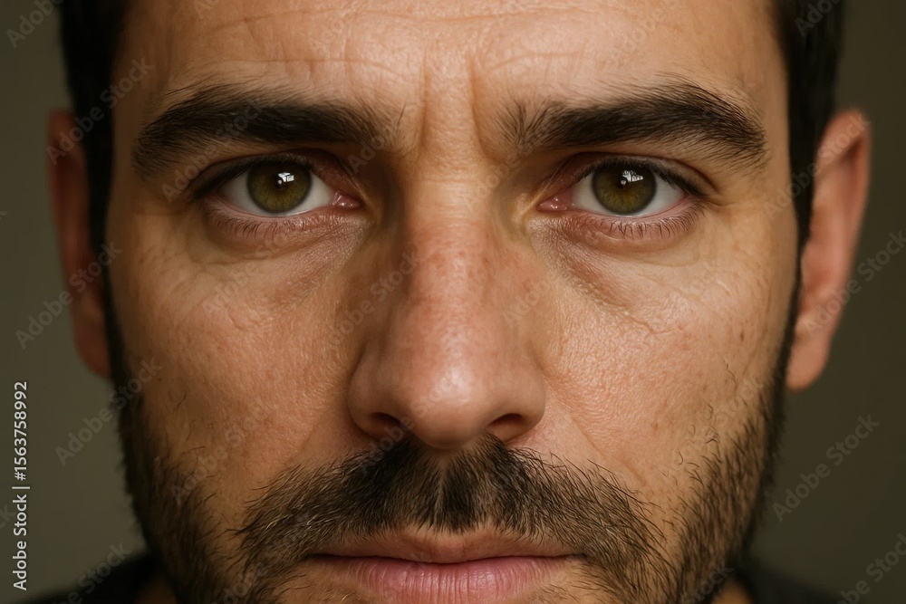 Obraz premium A close up of a man's face with green eyes