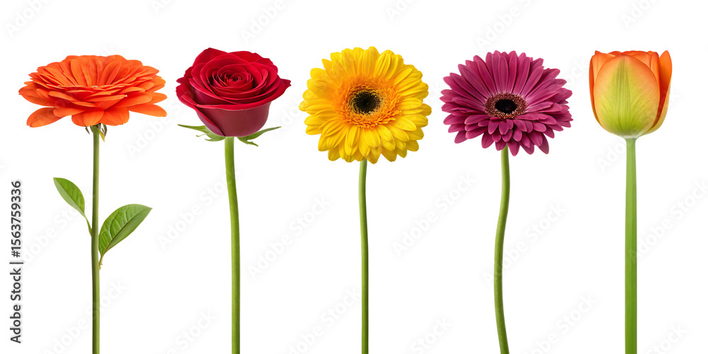 Obraz premium Colorful flowers arrangement floral bouquet nature blossom on transparent background
