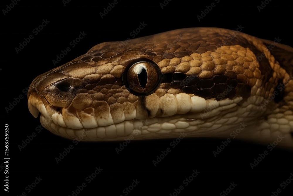 Obraz premium A close up of a snake's head on a black background