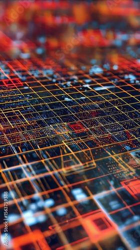 Abstract Digital Grid: Network Patterns and Cyber Intelligence Artistry