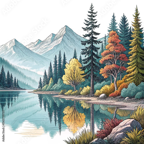 A art drawing style color linear sketch