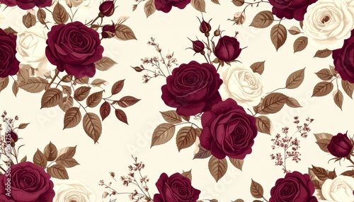 Wallpaper Mural アンティーク風ローズパターン壁紙｜Vintage Rose Pattern Wallpaper Torontodigital.ca