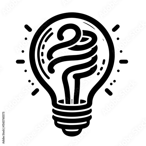 Vintage Light Bulb with Spiral Filament – Minimal Line Art SVG