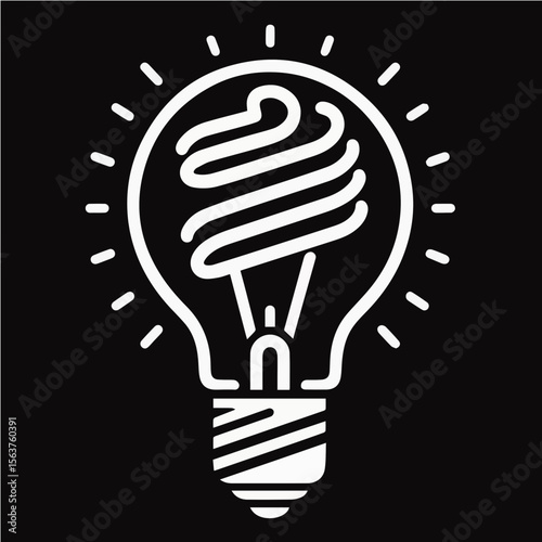 Vintage Light Bulb with Spiral Filament – Minimal Line Art SVG