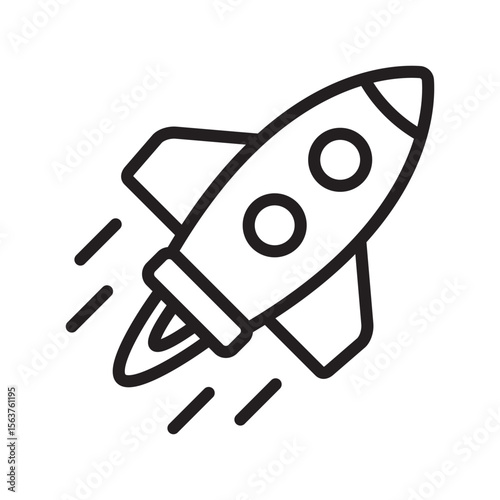 Rocket line icon. Flying up rocket line icon.