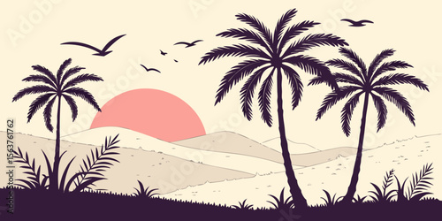 silhouette of a palm tree on the beach