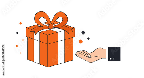hand holding gift box vector