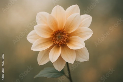 A single white flower with a yellow center on a stem
