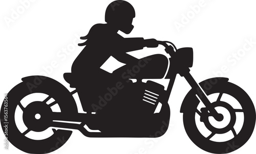 Girl Motorcycle rider silhouette, motorcycle rider logo, motorcycle rider vector on white background