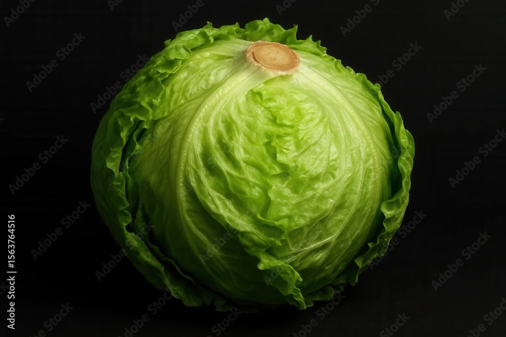 Fototapeta premium A head of lettuce on a black background