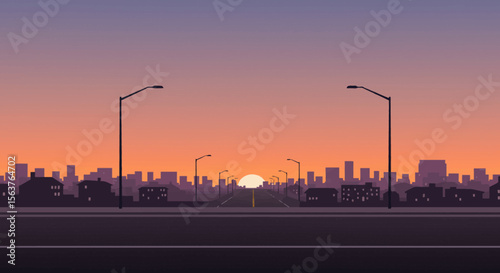 sunset in the city