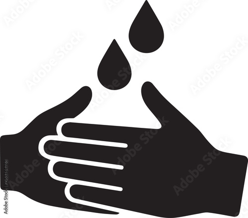 Hygiene focused vector showing handwashing silhouette under running water, ideal for health, safety, and cleanliness themes.