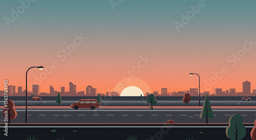 sunset in the city