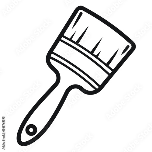 Single Paintbrush with Stroke of Paint – Minimalist Line Art Vector Illustration – Clean Art Tool Icon for Creativity Graphics, Design Branding, Painting Supplies, and Artistic Projects

