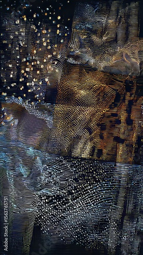 Abstract Digital Artwork: Textured Modern Aesthetics and Nighttime Ambiance