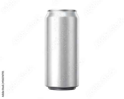 Silver aluminum can mockup cold drink beverage container design on transparent background