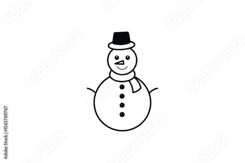 Simple Snowman with Top Hat Black Silhouette