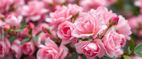 Softly blurred background of delicate pink rose blossoms, lush petals,  delicate,  garden