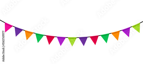 Φωτογραφία Colorful triangle bunting flags for festive decoration png isolated on transpare