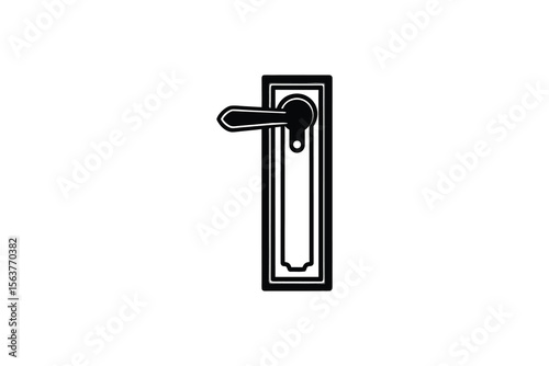 Elegant Door Handle Design in Black and White Silhouette