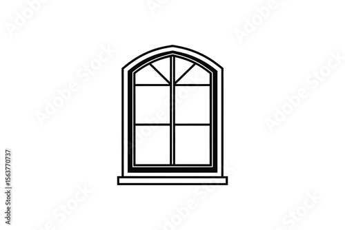 Arched Window Frame with Sill Silhouette