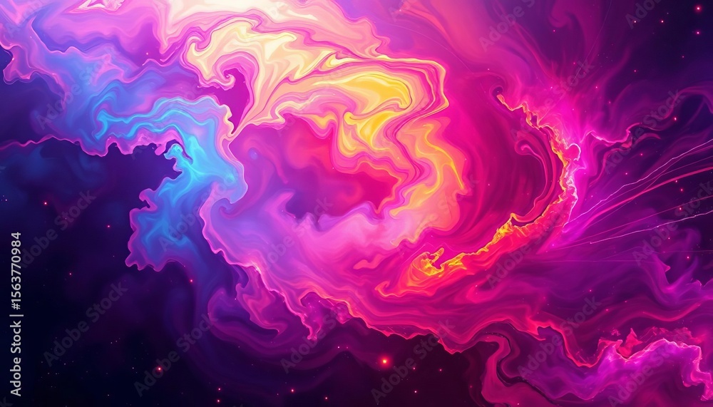Fototapeta premium Abstract swirling nebula-like image, vibrant colors, colorful, psychedelic