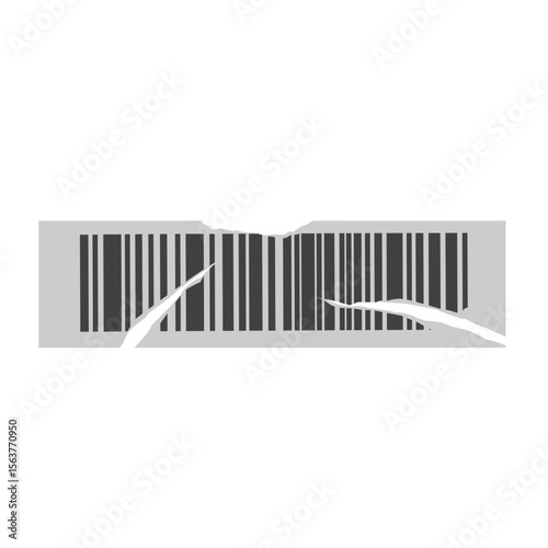 Illustration of torn coded sticker label. Illustration of damaged coded sticker label. Illustration of coded sticker label vector. Illustration of striped bar code