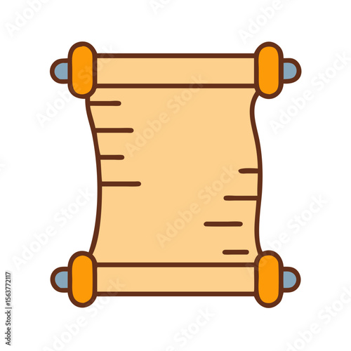 Flat vector scroll icon in beige and brown colors
